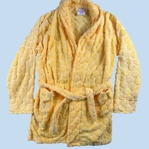 Aegean Apparel Robe Womens S/M Yellow Textured Bubble Plush‎ Fleece Cozy Belted